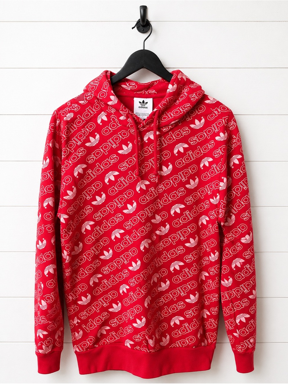 🖤 adidas Red Hoodie with White Trefoil Allover Print Men’s Medium